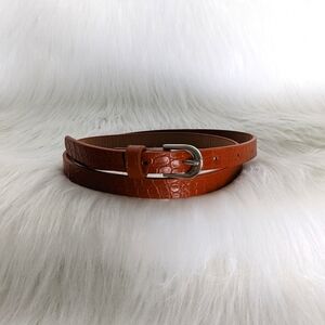 Cognac faux alligator leather adjustable belt